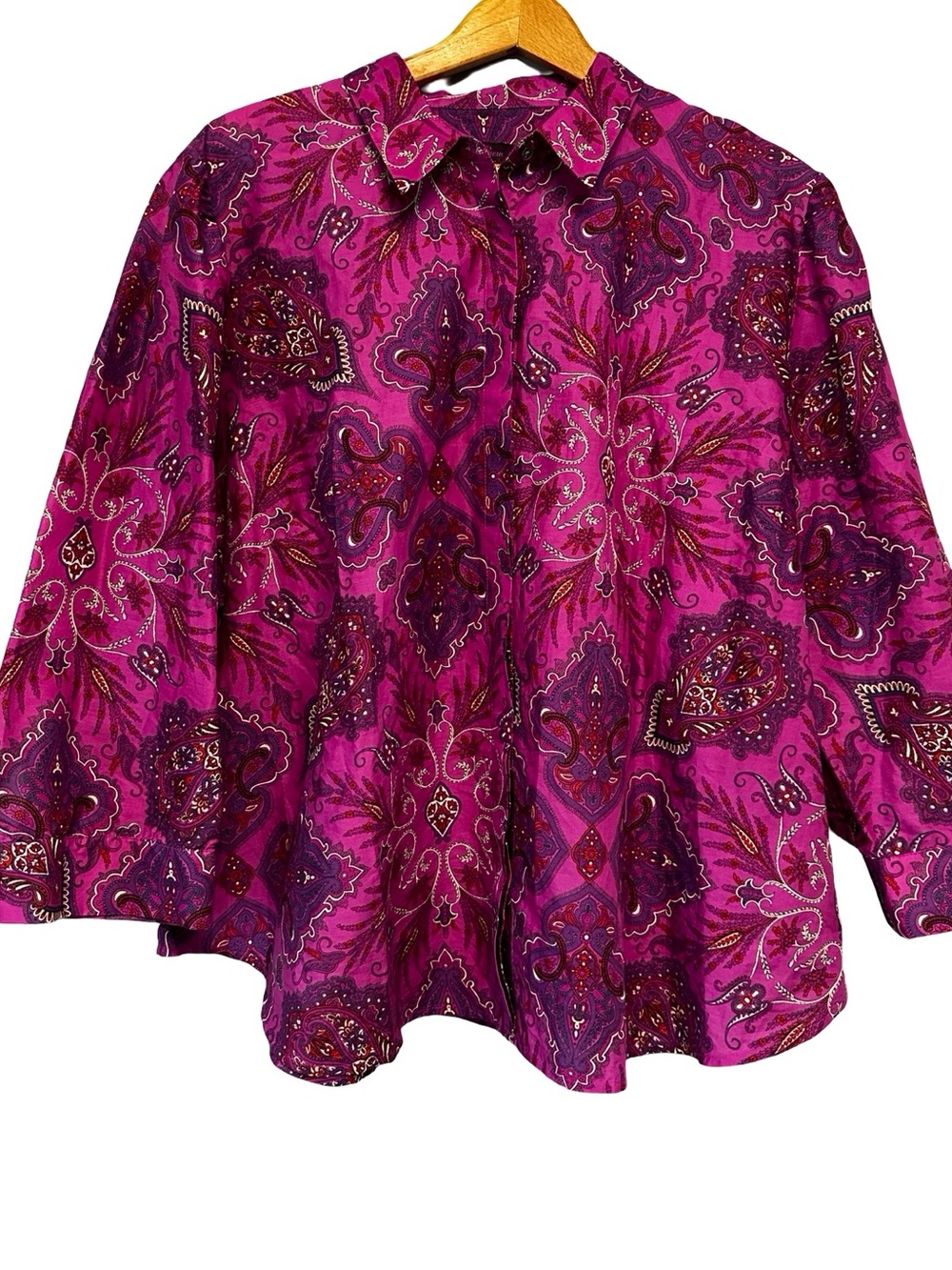 J. Crew Liberty Fabric Purple Cotton Shirt SZ 24 Floral Paisley Button Up